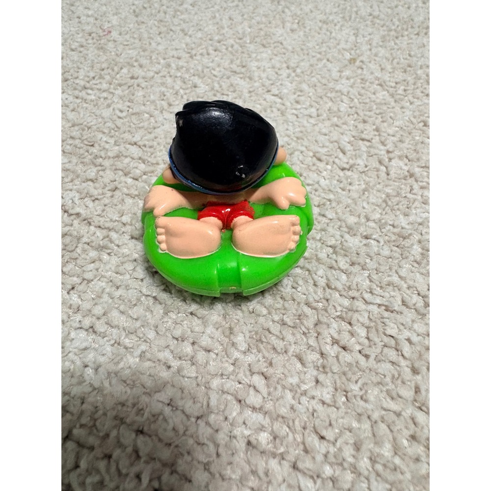 Vintage Style Wind Up Swimmer Toy Green Inner Tube Blue Diving Mask 2.25 Inch - Picture 2 of 6